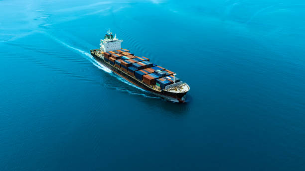 istock Aerial view of the freight shipping transport system cargo ship container. international transportation Export-import business, logistics, transportation industry concepts 2178808166