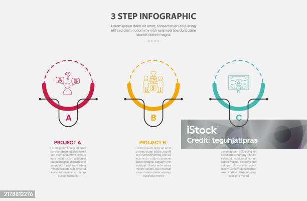 3 Points Template Infographic Outline Style With 3 Point Step Template ...