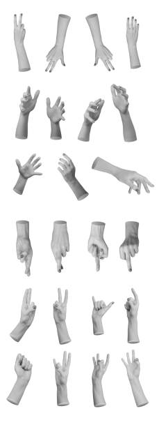 istock Different hand gestures set, various finger signs isolated on a white background 2178814912