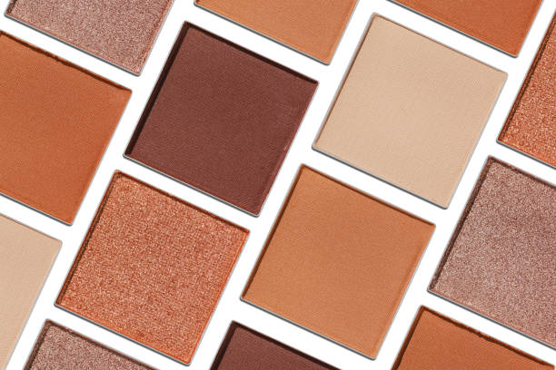 istock Cosmetics texture pattern, makeup palette vivid neutral color eye shadow, square eye powder swatches. Female cosmetic and beauty products, aesthetic minimal beauty photo, colorful eyeshade top view 2178815868