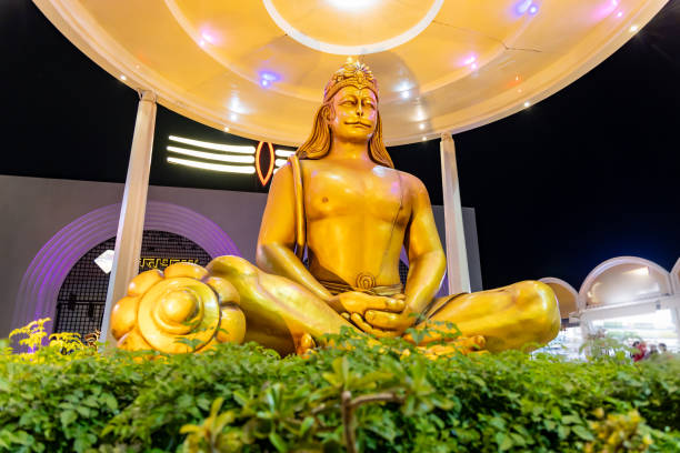 hindu god lord hanumana isolated statue with bright background