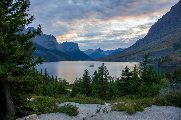 istock Little Goose Island at sunset in Glacier NP 2178819790