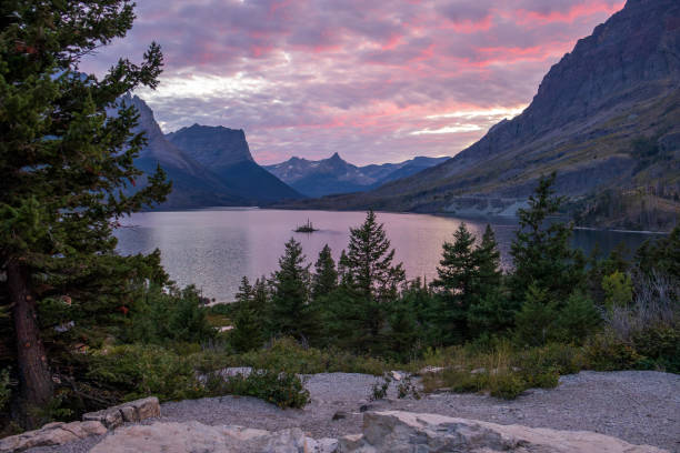 istock Little Goose Island at sunset in Glacier NP 2178819902