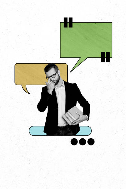 istock Vertical photo collage of serious academic man hold book stack education text box communication concept isolated on painted background 2178824457