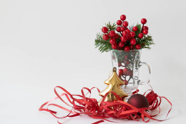 istock Christmas Concept, Christmas decorative item on Red Background 2178827353