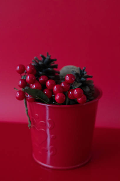istock Christmas Concept, Christmas decorative item on Red Background 2178827370