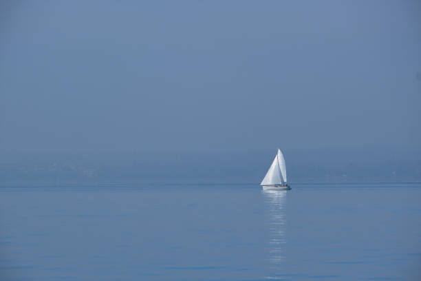 Single sailboat on the Lake Constance