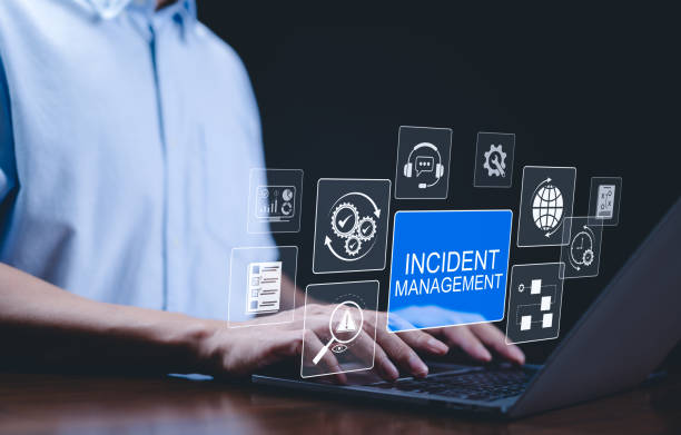 istock Incident Management and Business Process Technology Concept. virtual incident management icons, diagnosing and resolving unexpected problems that arise. process automation, problem resolution, risk, 2178827538