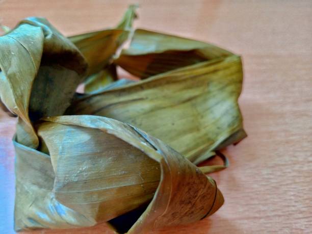 istock Used banana leaves for wrapping lontong 2178828143