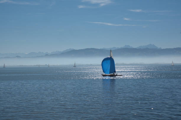 Single sailboat on the Lake Constance