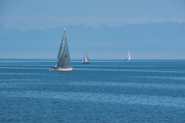 A distant view of the ocean from Hayama Marina under the scorching sun of midsummer in August