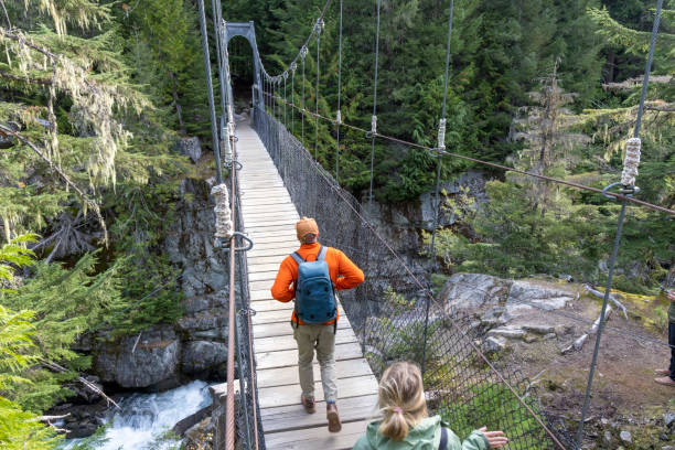 Cable Pool Bridge. Capilano River Regional Park. North Vancouver, BC, Canada.