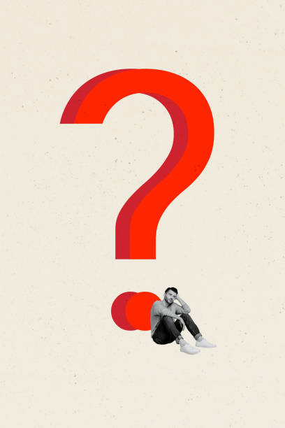 istock Composite trend artwork 3D sketch image photo collage of miniature young man sit sad think mental problem psychology stress question what 2178839982