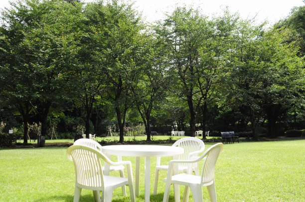 istock White table and chairs in the garden 2178843001