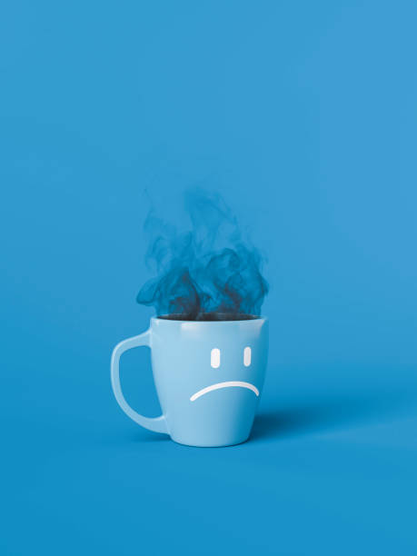 istock Blue monday coffee cup expressing sadness with dark smoke 2178843082