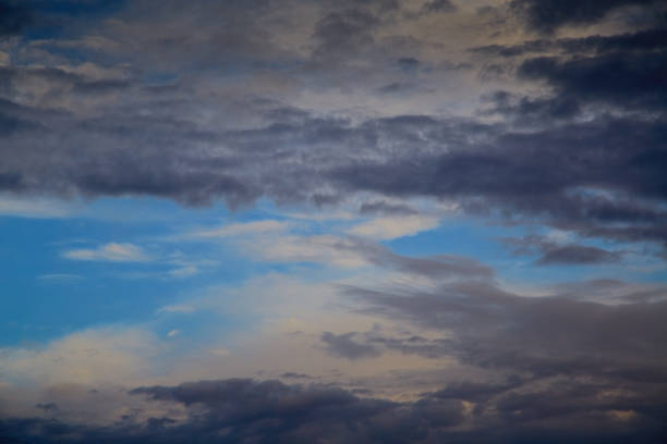 istock Panoramic view of the sky with clouds covering it, changing weather, sky background. 2178843819