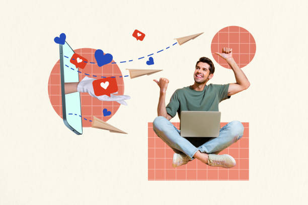 istock Creative collage picture young cheerful map blogger social media notification textbox like smm targetologist feedback popularity 2178846178