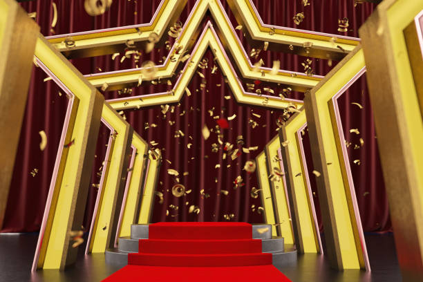 Barrier rope star and red carpet (isolated on white and clipping path)