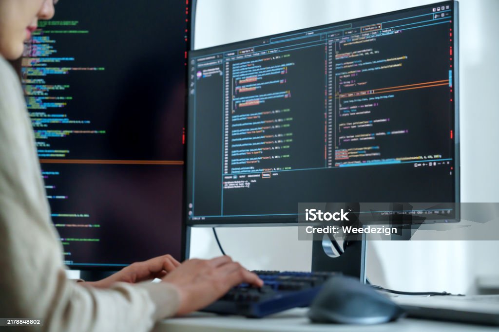 Asian Man Prompt Engineer Develop Coding App With Software Data Sitting ...