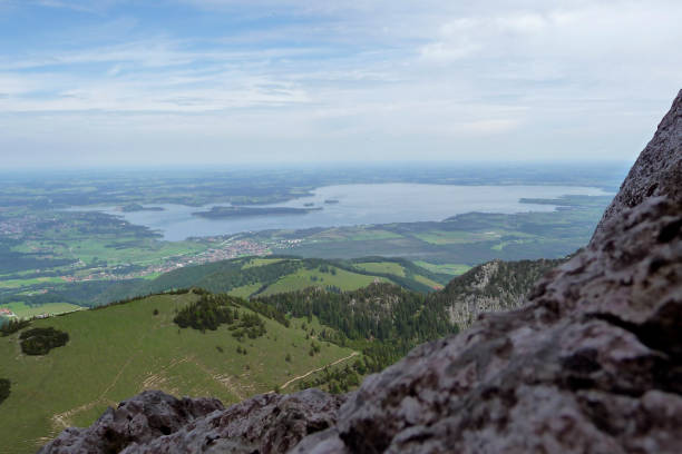 Lake Chiemsee, Kampenwand mountain in Bavaria, Germany in springtime