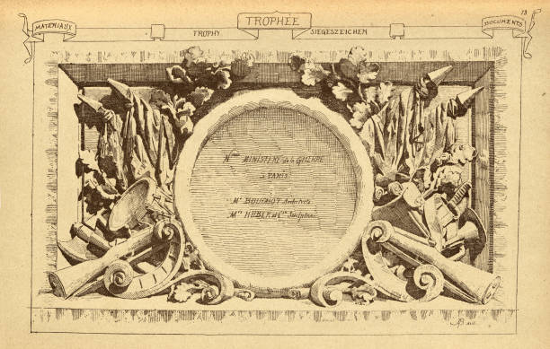 istock Architectural trophy, War, Military, Rifle, Weapons, History of architecture, decoration and design, art, French, Victorian, 19th Century 2178852298