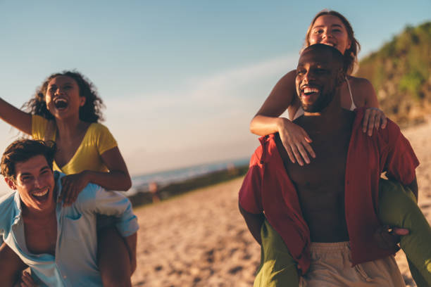 istock Group of friends having fun at the beach 2178853519