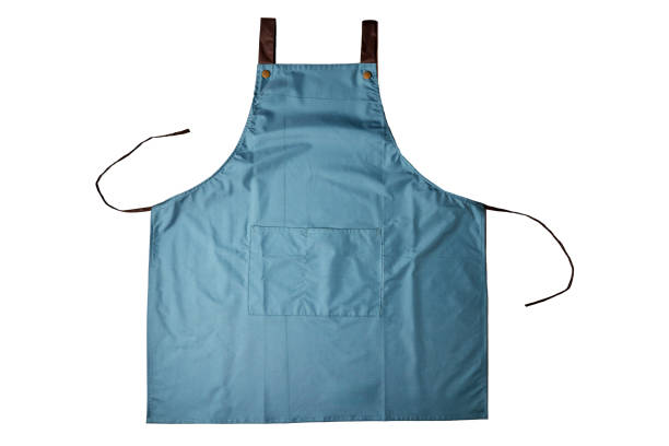 istock Blue kitchen apron background with copy space. Chef black apron, top view 2178860003