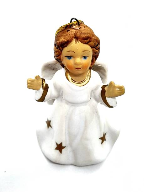 Ceramic christmas angel with white background