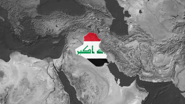 istock World Map with Iraq Flag Overlay 2178867288