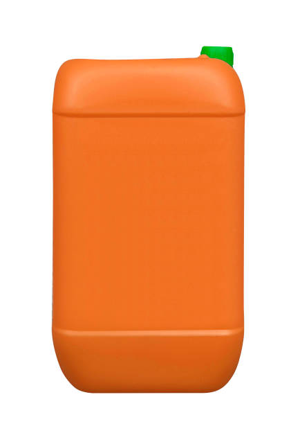Red plastic gallon, jerry can isolated on a white background