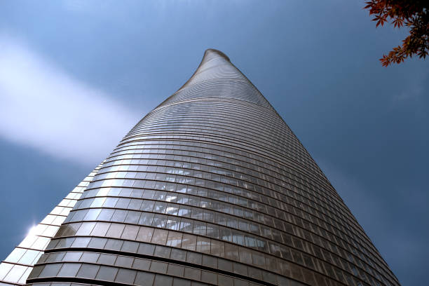 Low angle view of Shanghai tower, the tallest building in China and the third in the world at 632 mt, height, Shanghai, China