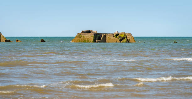 Scenery at Gold beach near Arromanches-les-Bains which was one of the five areas of the Allied invasion of German-occupied France in the Normandy landings on 6 June 1944