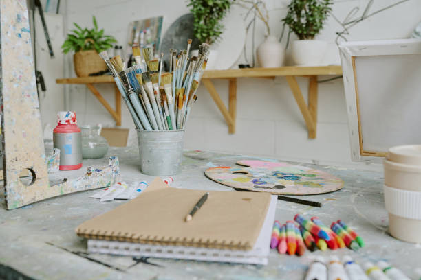 istock Sketchbook and Pastel Calk on Table 2178887609