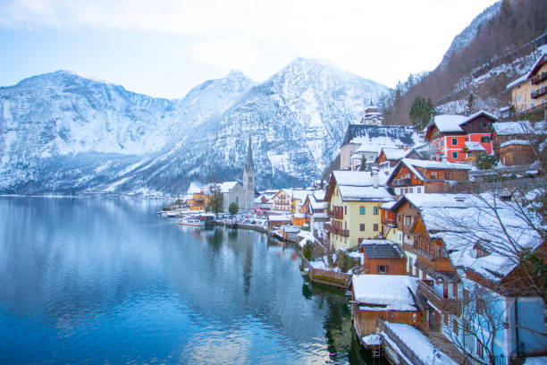 istock the reflection on the lake in hallstatt, austria 2178896107