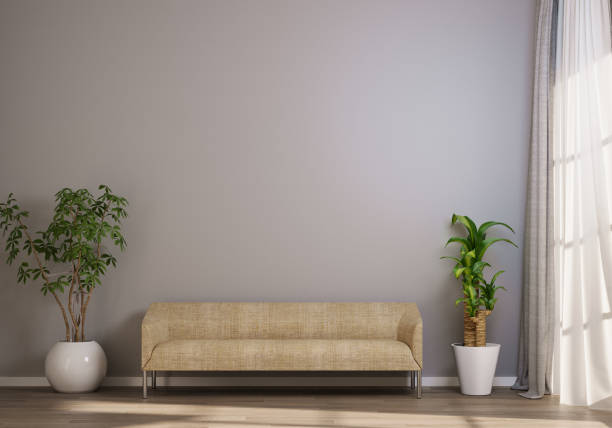 istock Modern Living Room with Beige Sofa and Potted Plants 2178907374