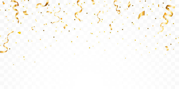 istock Gold confetti. Confetti celebration party background design, Falling shiny golden confetti isolated on transparent background, Celebration carnival ribbons, Holiday poster concept. 2178928159