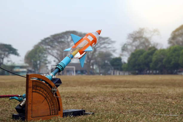 istock water rocket on launch pad. It is an activity that promotes science knowledge and skills for children. Children have thinking skills, problem-solving, creativity, happiness, and fun. 2178929922