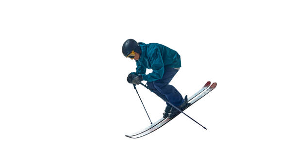 istock Caught in dynamic mid-air jump, male skier gracefully defies gravity. His form impeccable, showcasing skill in winter sports. 2178930178