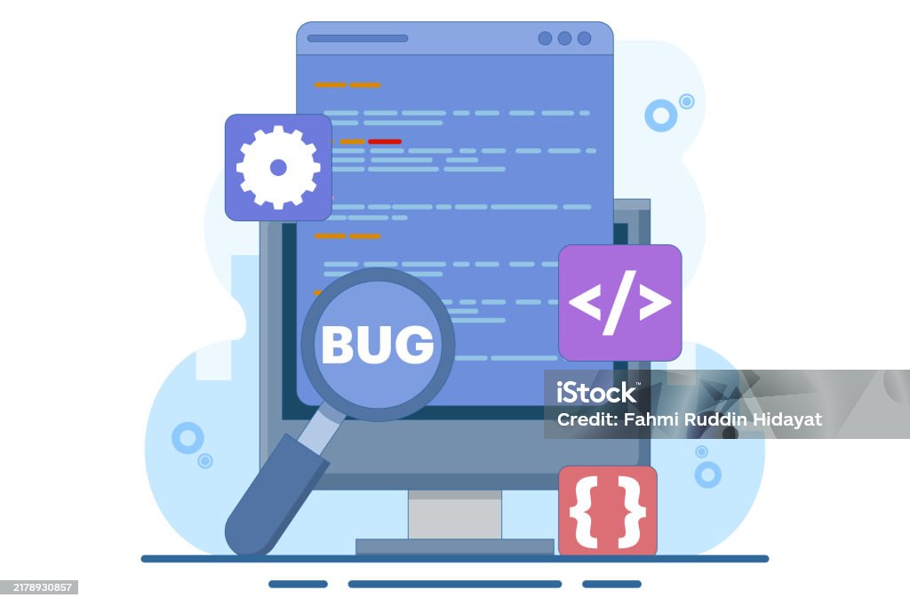 Bug Program Error Bug Report Concept Bug Magnifier On Data Software Campaign Computer Bug ...