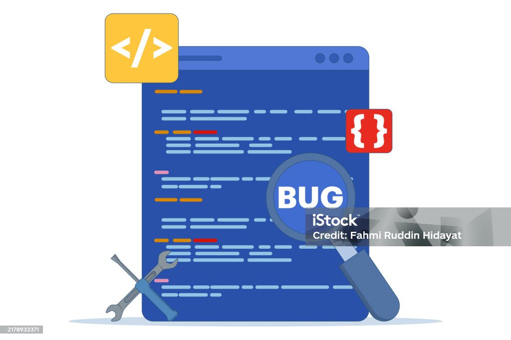 Bug Program Error On Computer Bug Report Concept Bug Magnifier On Data Software Campaign Computer Bug ...