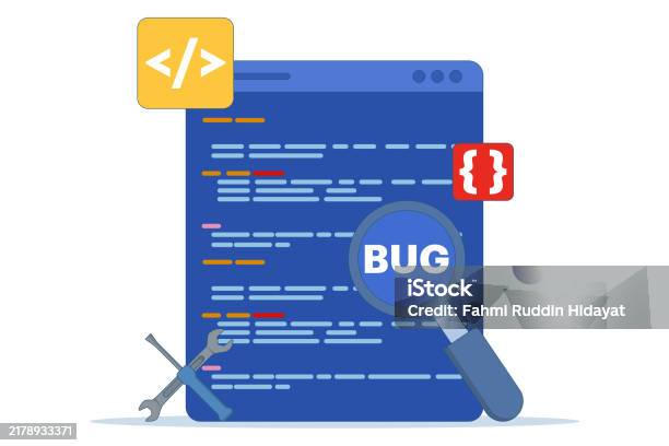 Bug Report Concept Bug Magnifier On Data Software Campaign Computer Bug ...