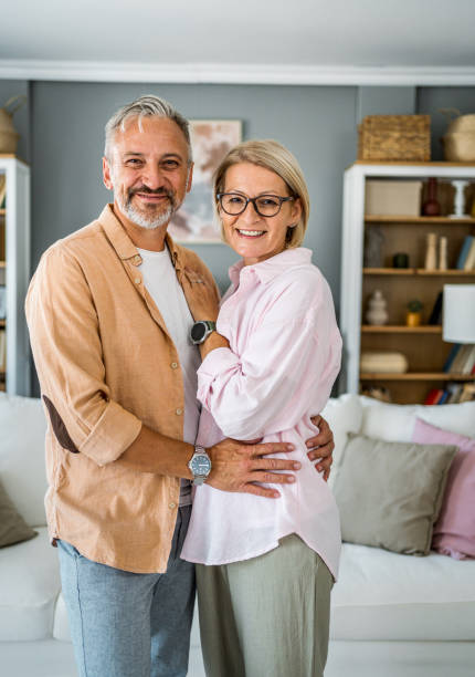 istock Smiling mature couple at home 2178946798