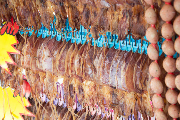 traditional japanese sun dried squid food for sale in kyoto japan