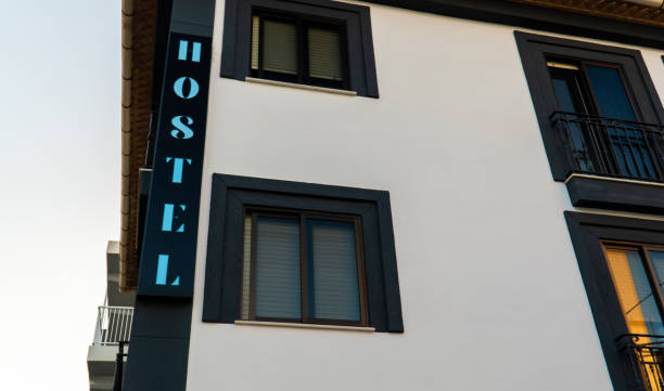 istock Exterior of a hostel, with windows and balconies. 2178956112