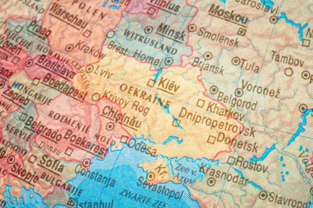 Amsterdam, Netherlands - October 16, 2024: Part of the globe showing the country of Ukraine.