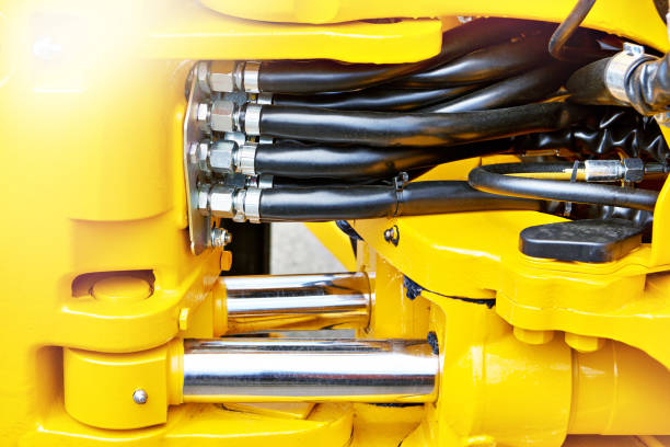 istock Hydraulic cylinder and hoses industrial machine 2178962236
