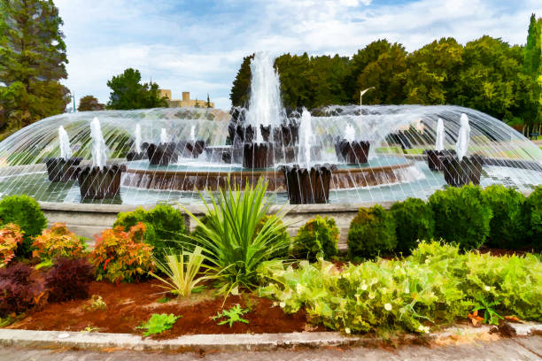 A view of the fountain at the capitol of Washington State in Olympia.
