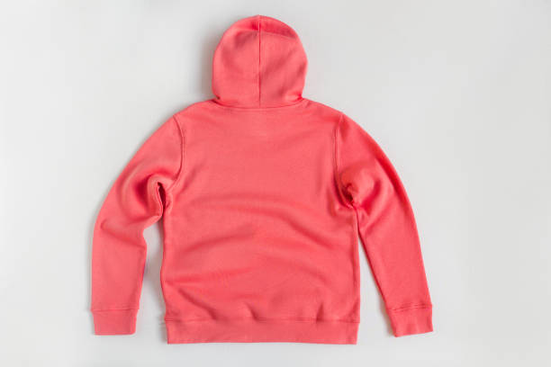 istock Red sweatshirt mockup on the white background. Template sweatshirt back for design and print. Hoodie with pocket, long sleeve.  Basic clothing witout logo. Top view 2178965992