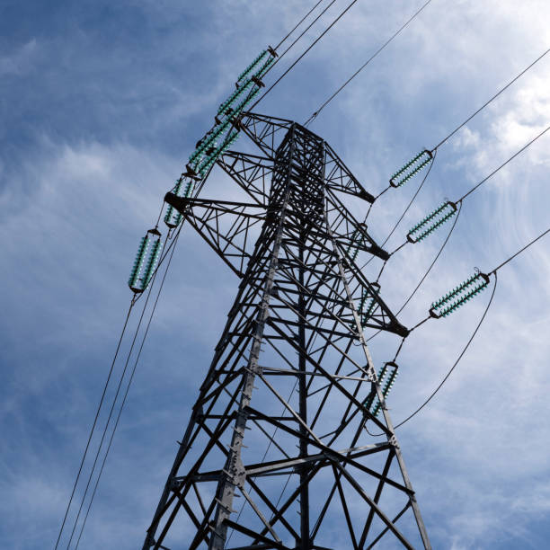 istock electric pylon blue sky in background 2178977730