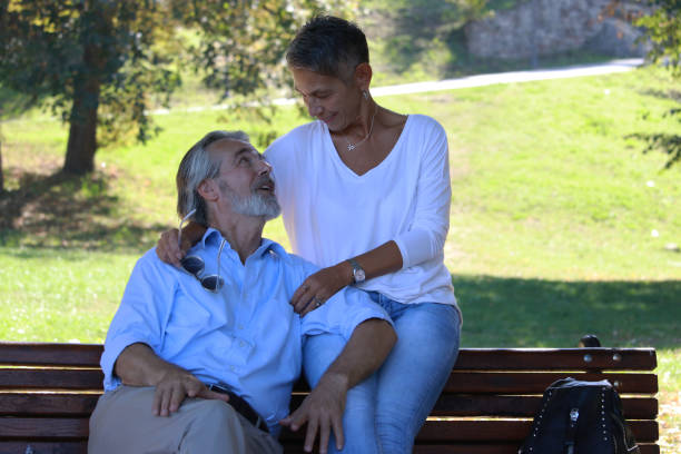 istock Senior couple on date in public park 2178978048